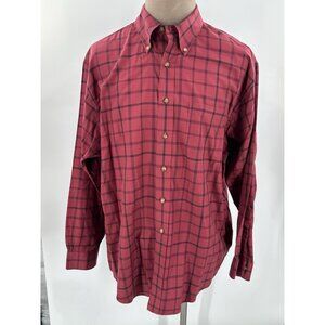 Brooks Brothers Regular Fit Men's Shirt Red Black Check  Cotton Non-Iron XL